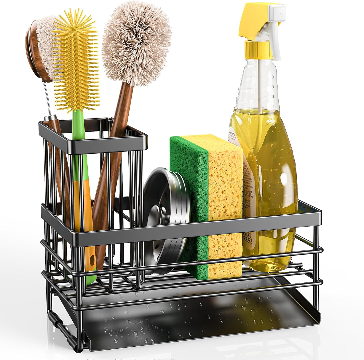 sink-caddy-sponge-holder-for-kitchen-with-brush-holder-and-stainless-steel-self-drain-tray-rustproof-kitchen-sink-organizer-for-sponge-soap-dispenser-storage-accessories