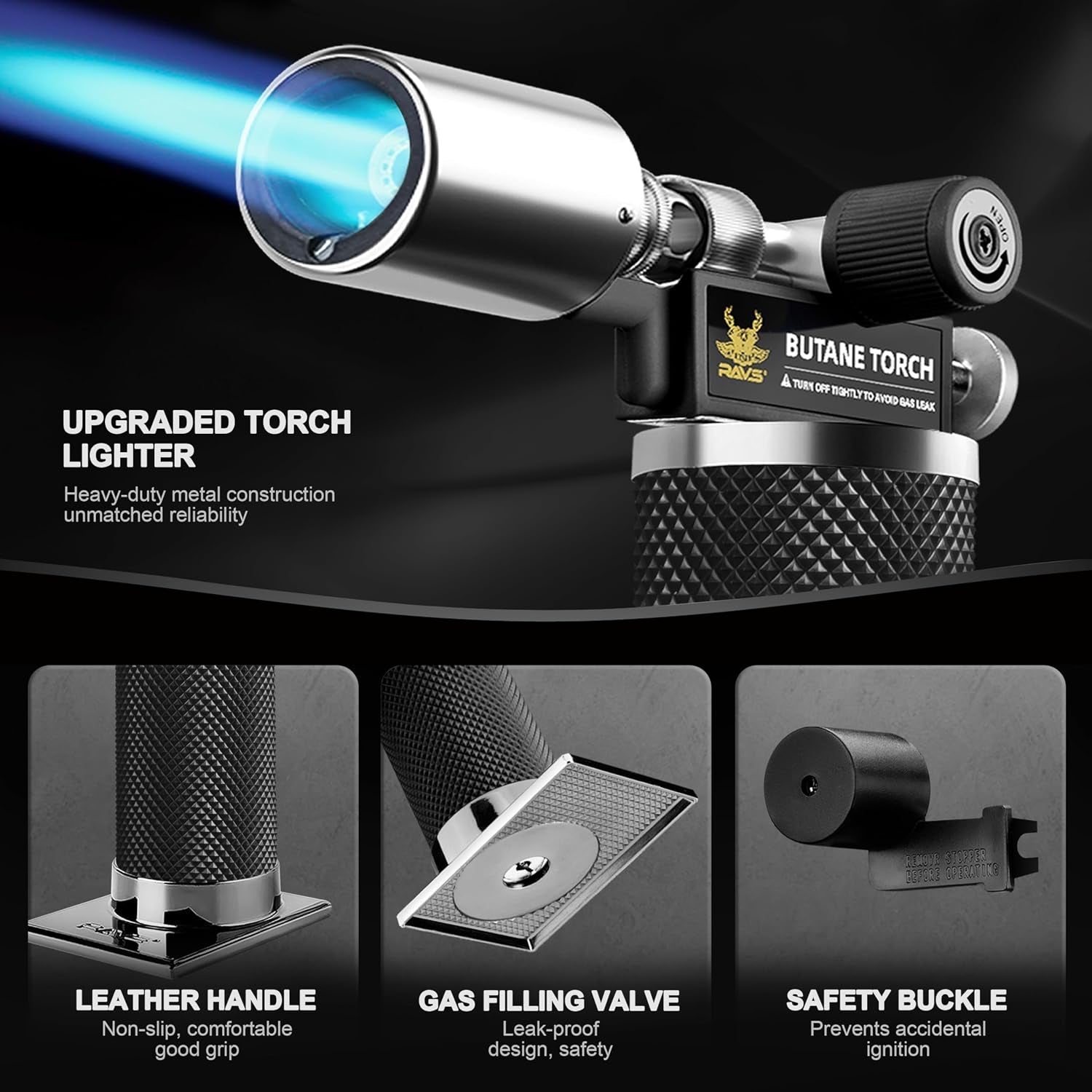 butane-torch-lighter-premium-metal-kitchen-torch-with-adjustable-flame-safety-buckle-refillable-creme-brulee-torch-for-baking-bbq-diy-resin-art-black-butane-gas-not-included