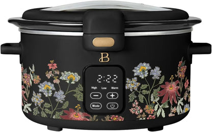 4 Qt Programmable Slow Cooker with Hinged Locking Lid, Wildflower Black Sesame by Drew Barrymore1