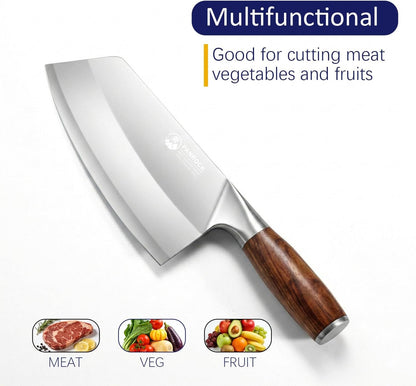 Meat Knife 7 Inch - High Carbon Stainless Steel Meat Cleaver & Slicer - Razor Sharp Kitchen Chopper with Ergonomic Wooden Handle2