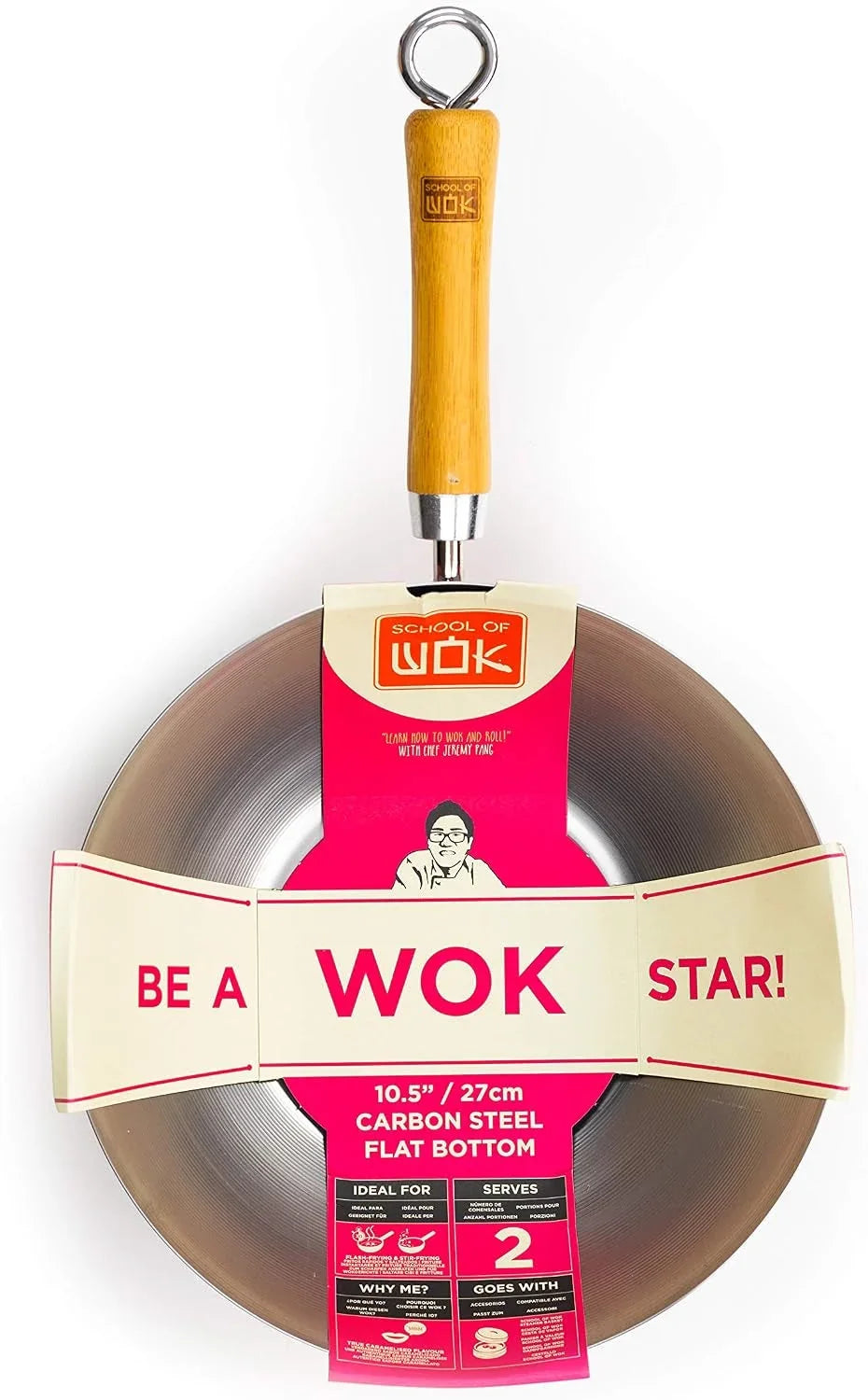 10-5-wok-flat-bottom-carbon-steel-bamboo-handle-with-loop-hook-10-5in-27cm