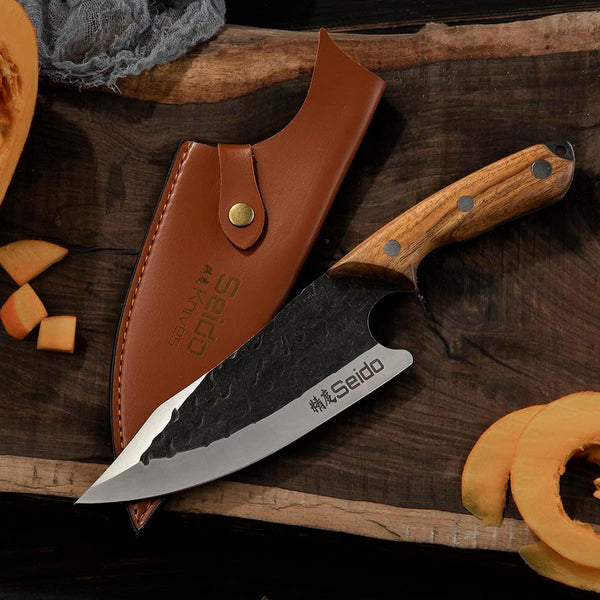 Seido Senjutsu 7 Inch Butcher Knife, 440C Steel, Walnut Handle4