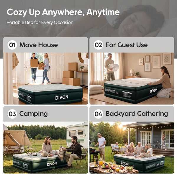 Queen Air Mattress with Built-In Pump, 18" Raised for Home and Travel9