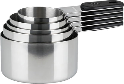 Magnetic Handles 5 Piece Stainless Steel Measuring Cups, Black, Kitchen Gadgets for Measure Liquid and Dry Ingredients, Cooking & Baking5