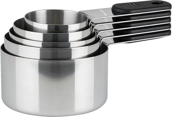 Magnetic Handles 5 Piece Stainless Steel Measuring Cups, Black, Kitchen Gadgets for Measure Liquid and Dry Ingredients, Cooking & Baking5