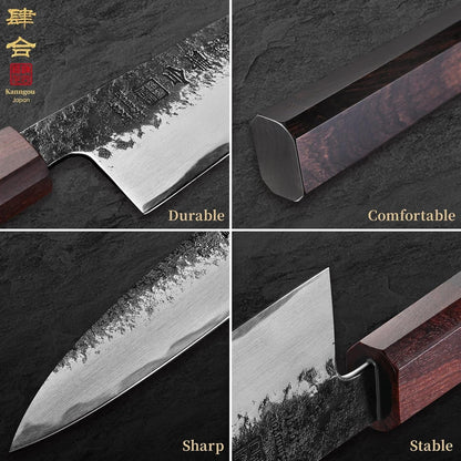 8.27 Inch Japanese Chef Knife, 210MM Black Forged Japanese Knife with Red Sandalwood and Eboy Wood Handle, Gyuto Chefs Knives with Premium Gift Box (WA Series)9