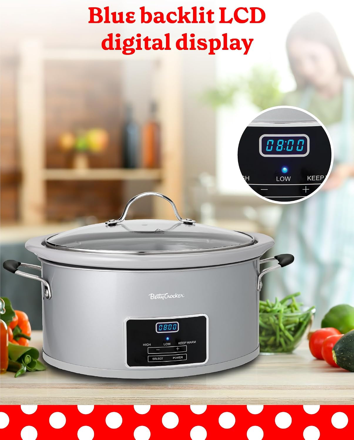 6-quart-oval-digital-slow-cooker-240-watts-bc-4587s-silver-programmable-crock-pot-up-to-20-hours-electric-cooking-pot-with-lcd-digital-display-removable-stoneware-crock-liner