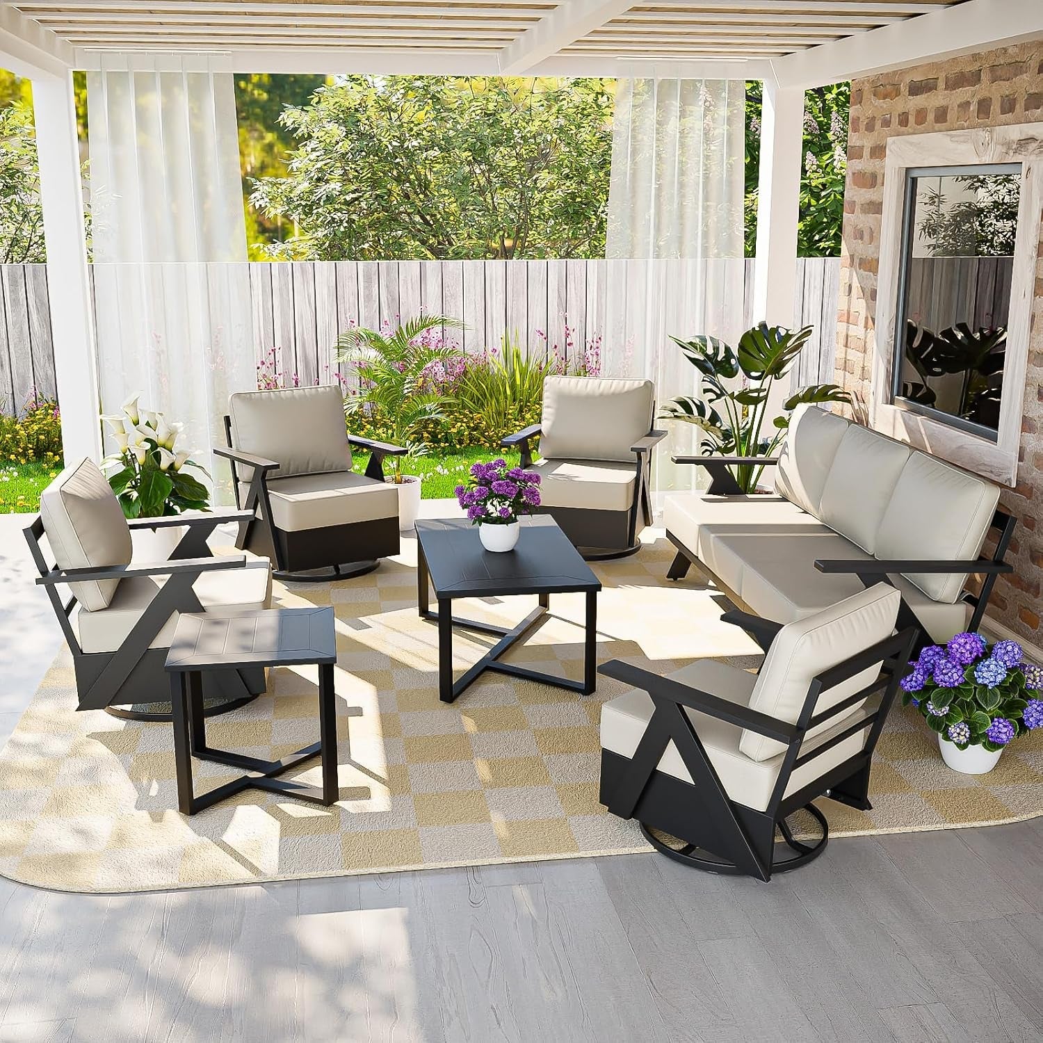 iron-luxe-7-piece-outdoor-patio-furniture-set-modern-patio-conversation-set-with-4-swivel-rocking-chairs-a-3-seat-couch-coffee-table-side-table-for-deck-garden-porch-black-beige