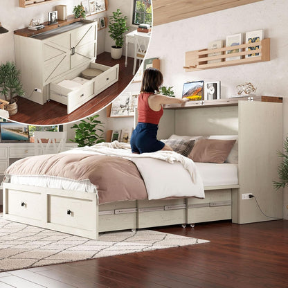 Queen Murphy Bed with Storage & Charging Station7