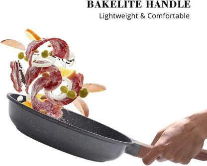 Nonstick Frying Pan Skillet, Swiss Granite Coating Omelette Pan, Healthy Stone Cookware Chef'S Pan, PFOA Free (8/9.5/10/11/12.5 Inch) (8 Inch)4