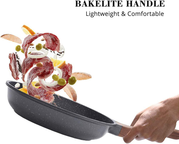 Nonstick Frying Pan Skillet, Swiss Granite Coating Omelette Pan, Healthy Stone Cookware Chef'S Pan, PFOA Free (8/9.5/10/11/12.5 Inch) (8 Inch)4