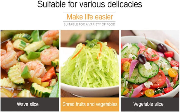 Multi Purpose Grater Peeler and Cutter 3 Interchangeable Accessories for Kitchen with Stainless Steel 8 Piece Vegetable Salad Chopper Slicer (Silver)8