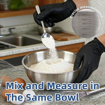 3-Set Stainless Steel Mixing Bowls Set (0.74, 1.26 & 2.2 Qt) | Metal Bowl Sets with Measurement Marks, Dishwasher Safe & Stackable - Perfect for Baking, Salad Making, Meal Prep and Kitchen Use3
