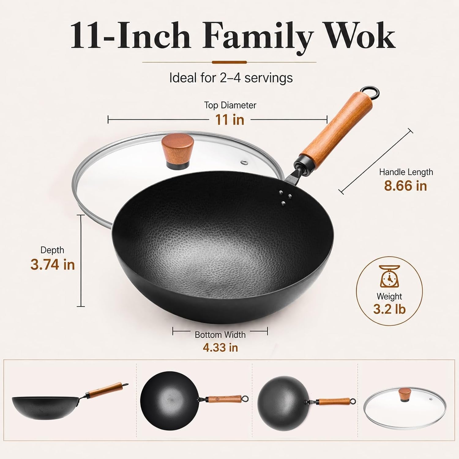 11-round-bottom-carbon-steel-wok-with-glass-lid-traditional-chinese-stir-fry-pan-for-gas-stove-wok-ring-3-2-qt-small-wok-for-1-3-people-uncoated-wood-handle-seasoning-required