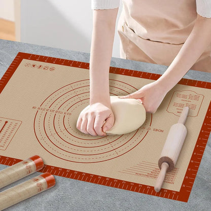 24" X 16" Silicone Baking Mat with Measurement Guides | Extra Thick Pastry Rolling & Sourdough Mat Baking Supplies for Making Pizza, Pie, Cookies and Bread1