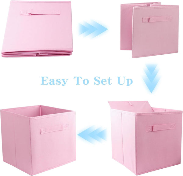 10.5" Collapsible Storage Cubes, Fabric Foldable Storage Bins with Handles3