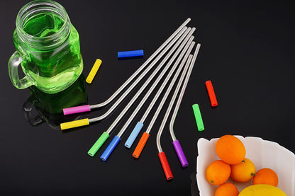 20 Pack Reusable Stainless Steel Metal Straws,10.5" & 8.5" Reusable Drinking Straws with 20 Silicone Tips 5 Straw Brushes 1 Travel Case,Eco Friendly Extra Long Metal Straw Fit for 20 24 30 Oz Tumbler7