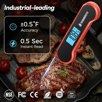 0.5 Sec Instant Read Meat Thermometer Digital for Cooking, Red | NIST ±0.5℉ Precision Food Thermometer, Kitchen Gadgets for Oven Grill Candy BBQ Accessories, Gifts for Him Dad Men Birthday2
