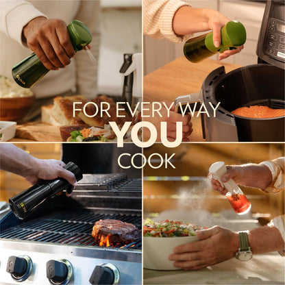 OLIVIA SIGNATURE Oil Sprayer for Cooking, 200Ml Glass, Green/Gold | Portion Control Mist for Air Fryer, Salad, BBQ, Refillable & Reusable, Fine Mist Olive Oil Kitchen Sprayer, Anti-Drip8