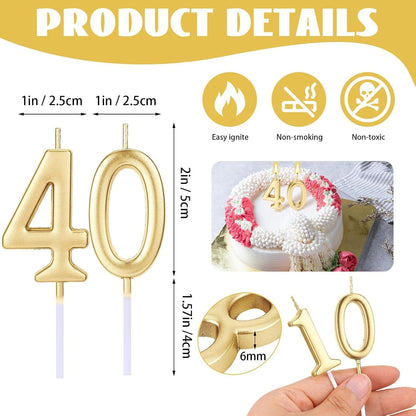 28 PCS Number Birthday Candles Champagne Cake Number Candles2
