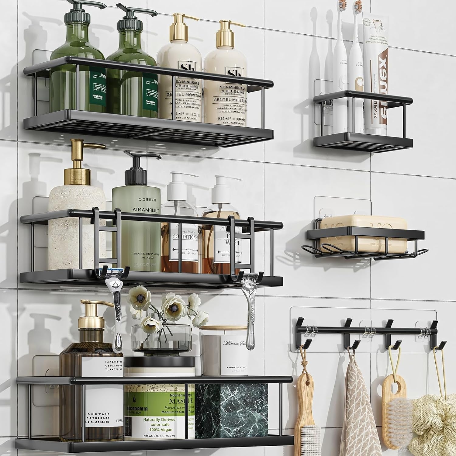 6-pack-shower-caddy-adhesive-rustproof-shower-shelves