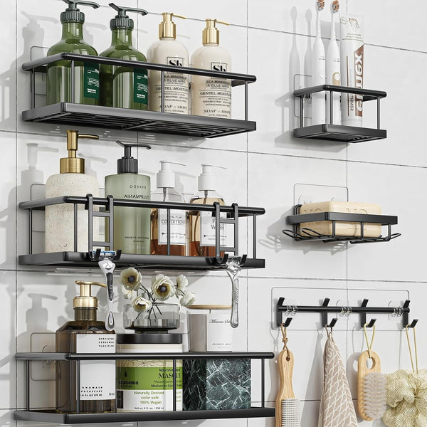 6 Pack Shower Caddy Adhesive, Rustproof Shower Shelves1