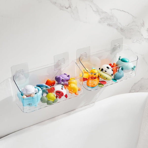 Bath Toy Storage Holder for Bathtub, Clear Bath Toy Organizer Large Capacity Bathtub Toy Storage Shower Caddy for Bathroom (2 Large)2