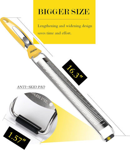 Kitchen Lemon Zester, Stainless Steel Hand Held Parmesan Cheese Grater for Ginger, Chocolate, Coconut, Lime, Nutmeg, Citrus, Fruit, Vegetable with Cleaning Brush, Dishwasher Safe, Yellow4
