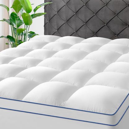 Full Mattress Topper, Thick Mattress Pad for Back Pain Relief, White | Overfilled Plush Pillow Top Design for Deep Sleep, Stretch 8–23'' Deep Pocket, Soft Breathable 3D+7D Snow down Fill1