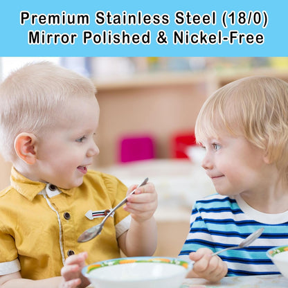 Stainless Steel Kids Silverware Set 6 Pieces - Child and Toddler Safe Flatware - Kids Utensil Set - Metal Kids Cutlery Set (Includes 3 Small Kids Spoons & Kids 3 Forks)6