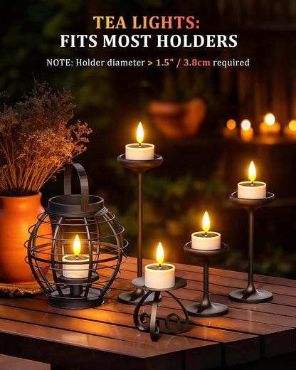 Solar Tea Lights Outdoor Waterproof, 12 Pcs 1.5" D X 2.1" Reusable Dusk to Dawn Flickering Small LED Tealight Candles, Flameless Votive Candle for Lanterns Patio Garden Camping Décor4