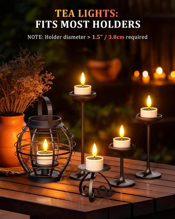 Solar Tea Lights Outdoor Waterproof, 12 Pcs 1.5" D X 2.1" Reusable Dusk to Dawn Flickering Small LED Tealight Candles, Flameless Votive Candle for Lanterns Patio Garden Camping Décor4
