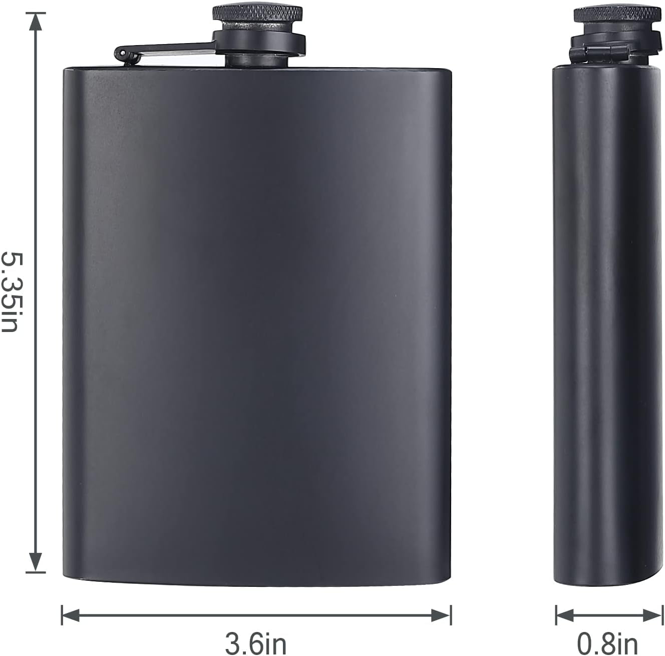 romorc-2-pack-hip-flasks-for-liquor-matte-black-8-oz-stainless-steel-leak-proof-thin-flasks-with-2pcs-funnels-and-cups-for-wedding-party-groomsman-bridesmaid-gift-black