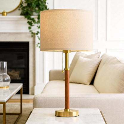 22" Wood Table Lamps Mid Century Modern Lamp for Bedroom Living Room | Bedside Lamps for Night Stands Nightstand Lamp with Pull Chain Gold Small Side End Table Lamps Set of 2 Vintage Deco Gifts5