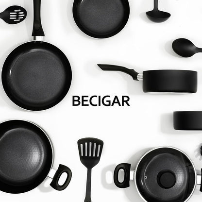 8 Pcs Ceramic Pots and Pans Set | Nonstick Cookware Set, Design for Kitchen & Camping & RV Cooking, Include Frying Pans, Saucepans with Lids, Shovel and Ladle4