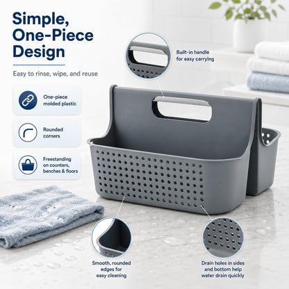 Gray Portable Shower Caddy, 2-Compartment Storage Organizer8