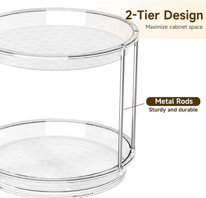 2 Tier Non-Skid Lazy Susan Turntable Organizer, 9" Rotating Spice Rack4