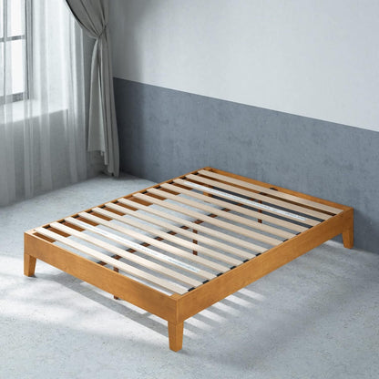 12 Inch Deluxe Wood Platform Bed / No Boxspring Needed / Wood Slat Support / Rustic Pine Finish, Queen (OLB-PWPBBO-12Q)8