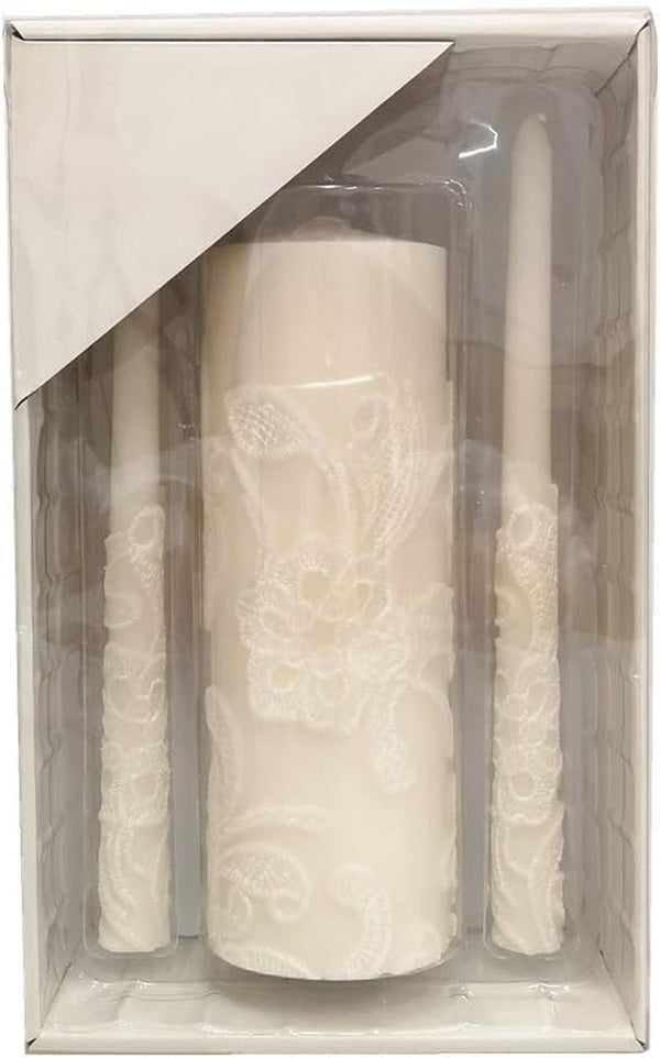11.50 Inch High Cream Wedding Unity Candle Set Includes 1 Pillar and 2 Taper Candles Great for Weddings as Well as Special Events and Emergency Lighting or for Reiki Spa Meditation1