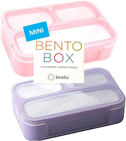 Small Snack Box Containers Kids Toddlers, Pink & Purple Glitter Set1