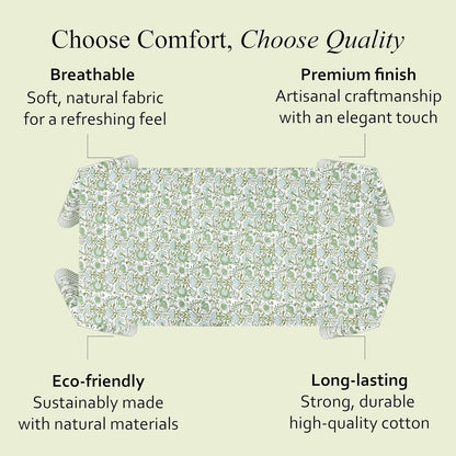 CPC Tablecloth 100% Cotton 60X60 Inch Indian Block Print Square Table Cover, Table Cloth for Weddings, Spring/Summer, Barbeque - Agate Green6