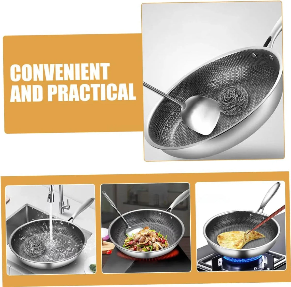 clad-stir-fry-pan-poached-egg-pan-stainless-steel-skillet-honeycomb-handles-for-induction-electric-gas-stove-easy-to-clean-ergonomic-design