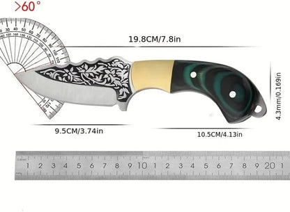 Meat Cleaver, Ultra-Sharp Boning Knife, Portable Stainless Steel Small Camping Knife Outdoor Cooking(Green Handle)2