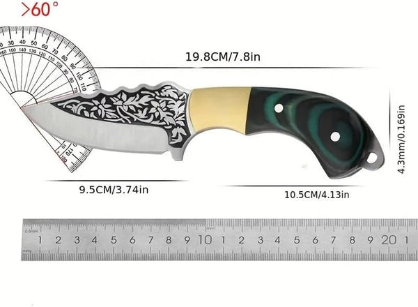 Meat Cleaver, Ultra-Sharp Boning Knife, Portable Stainless Steel Small Camping Knife Outdoor Cooking(Green Handle)2