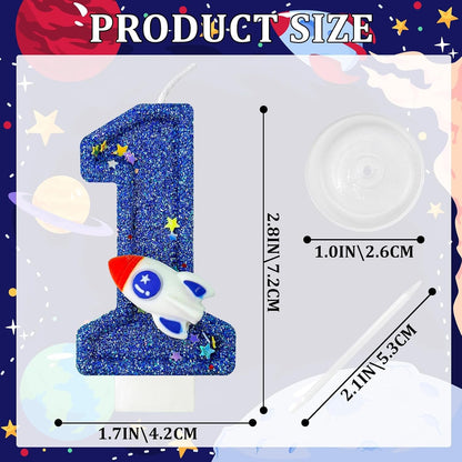 Astronaut Number 1 Birthday Candle for Cake - Space Universe Themed Cake Topper and Party Decoration for Boys, Sparkler for Anniversary Celebrations (Number 1)2