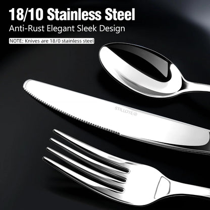 18/10 Silverware Set for 8, 40 Piece Stainless Steel Flatware Set Cutlery | Rust Proof Mirror Polished Knives Forks Spoons Utensils, Dishwasher Safe for Dinner Home Kitchen,Wedding Party3