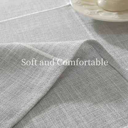Linen Table Cloth Rectangle Tables 53X70 Inch Plaid Gray Tablecloth5