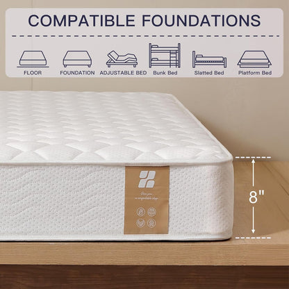 8 Inch Twin Mattress, Hybrid Memory Foam & Bonnell Spring Mattress2