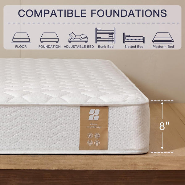 8 Inch Twin Mattress, Hybrid Memory Foam & Bonnell Spring Mattress2