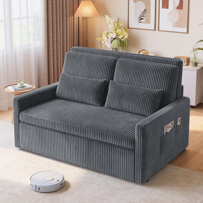 77.2'' Extended Pull Out Sofa Bed, 3-In-1 Sleeper Couch, Dark Gray9